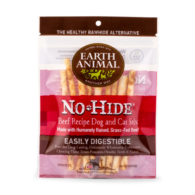 Earth Animal No-Hide Beef Chew Stix Dog &amp; Cat Treats (10 Pack)