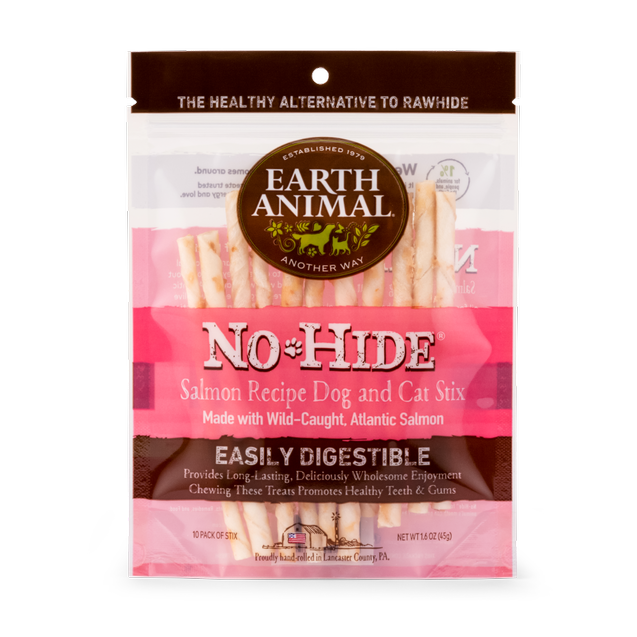 Earth Animal No-Hide Salmon Chew Stix Dog &amp; Cat Treats (10 Pack)