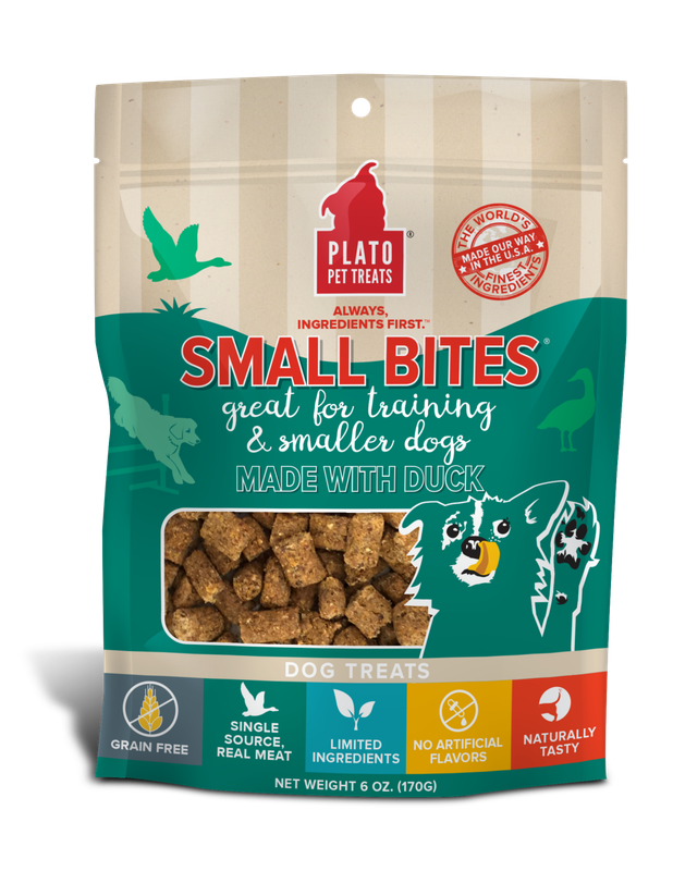 Plato Pet Treats Small Bites Duck Meaty Morsel Dog Treats 6-oz