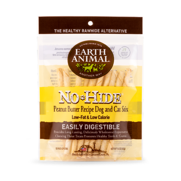 Earth Animal No-Hide Peanut Butter Chew Stix Dog &amp; Cat Treats (10 Pack)