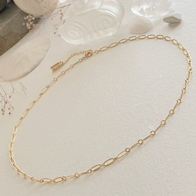 Pika &amp; Bear “Donostia” Textured Paperclip Chain Necklace In Gold (17”)