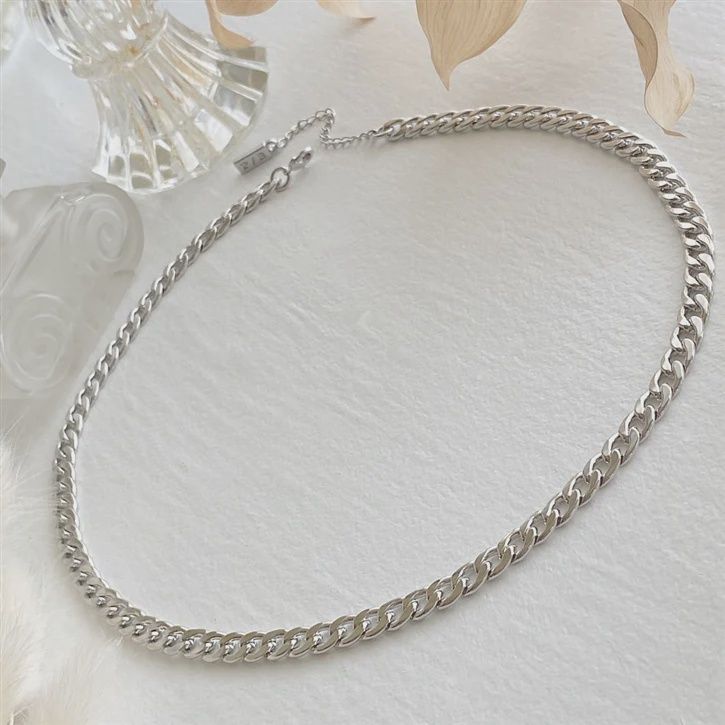 Pika &amp; Bear “One Chain” Large Link Chain Necklace In Silver (17”)