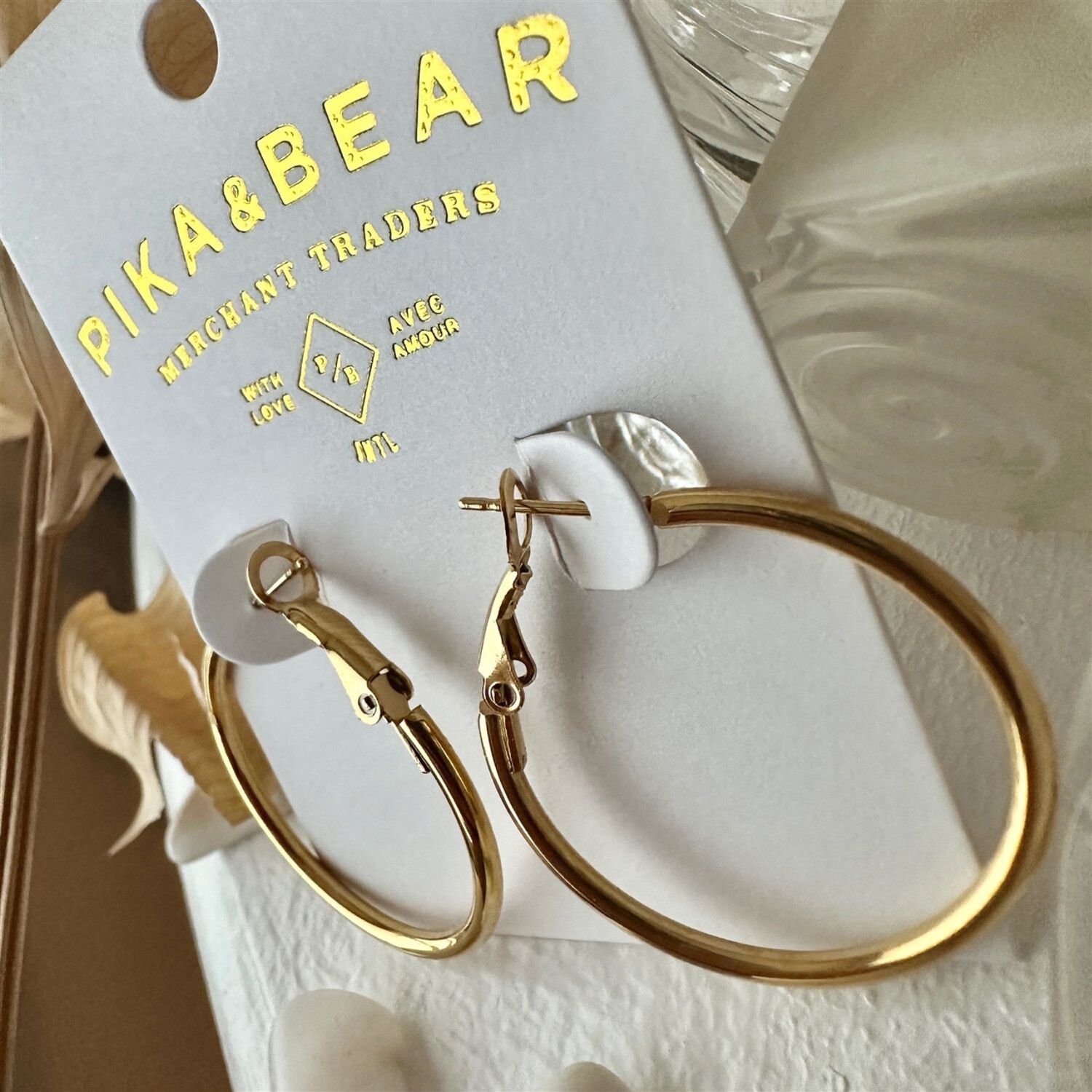 Pika &amp; Bear “Dave” Classic Hoop Earrings, Colour: Gold