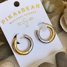 Pika &amp; Bear “50/50” Chunky Half and Half Hoop Earrings