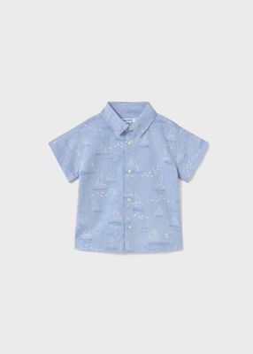 Mayoral/#1112/Infant/Boys S/S Shirt/Blue Sailboats