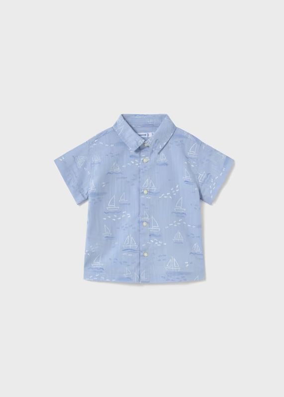 Mayoral/#1112/Infant/Boys S/S Shirt/Blue Sailboats