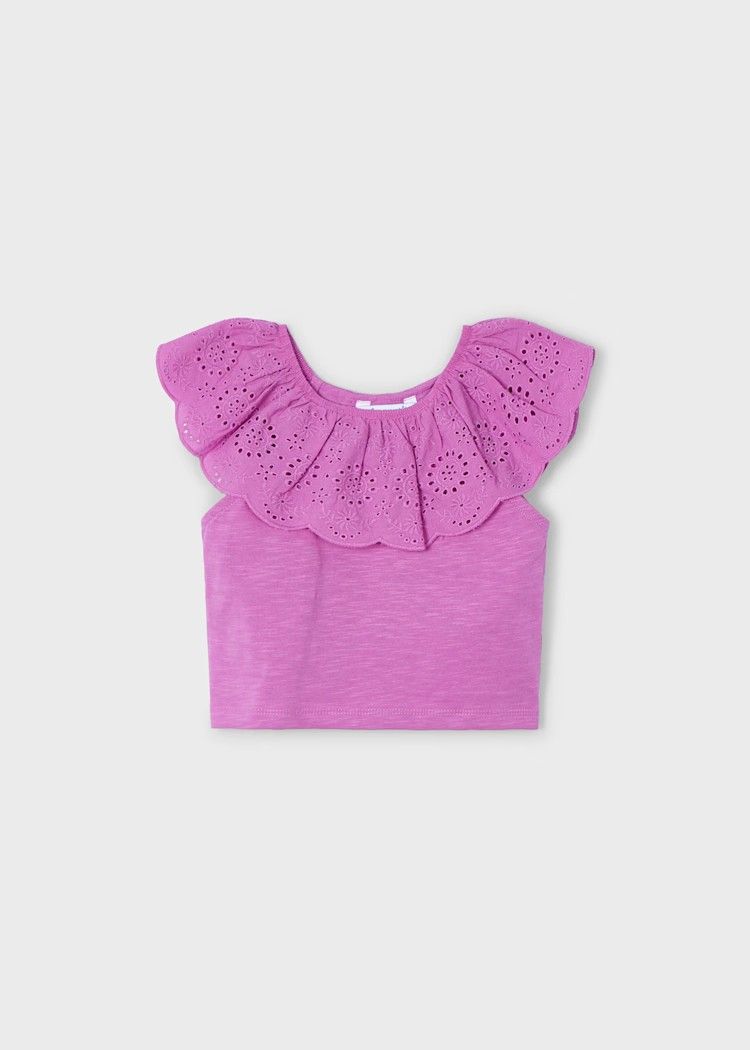 Mayoral/#3012/Kids/Girls S/S Eyelet T-Shirt/Orchid