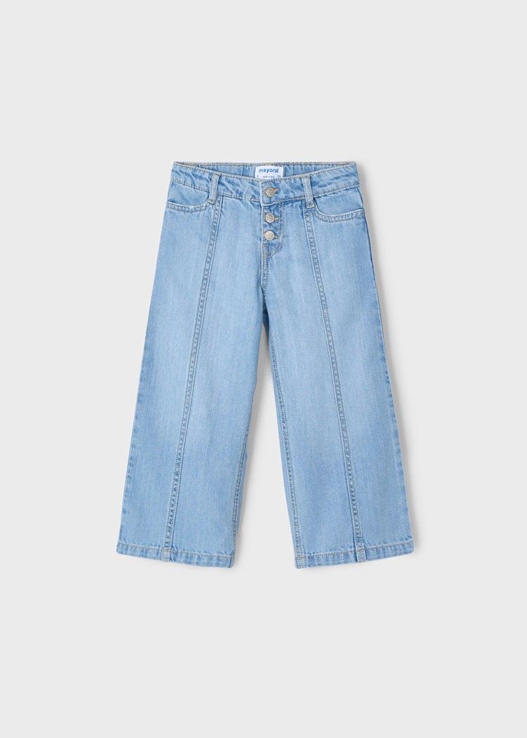 Mayoral/#3558/Kids/Girls Wide Leg Button Fly Jeans/Claro