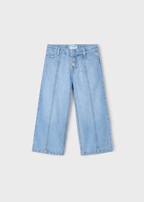 Mayoral/#3558/Kids/Girls Wide Leg Button Fly Jeans/Claro