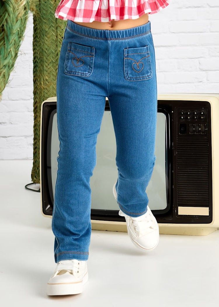 Mayoral/#3702/Kids/Girls Knit Denim Flare Leggings/Medium Blue