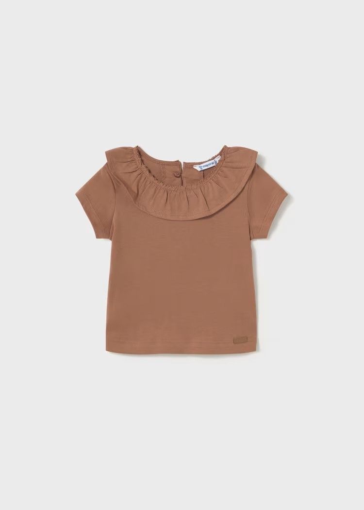 Mayoral/#1045/Infant/S/S Girls Ruffled Shirt/Toffee