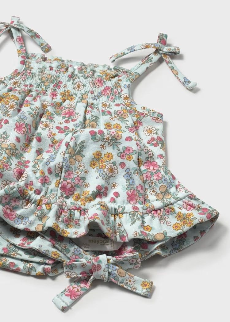 Mayoral 1667/Floral Bodysuit w/hat/Jade