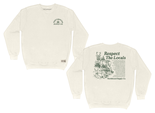 RESPECT THE LOCALS CREWNECK FLEECE, Size: S, Colour: NATURAL, Season: SPRING-SUMMER 2025