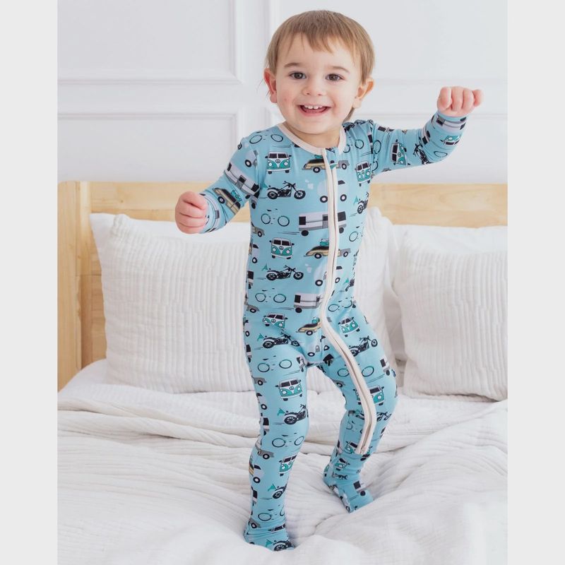 Kickee Pants Footie with 2 Way Zipper - Seaside Blue On the Way
