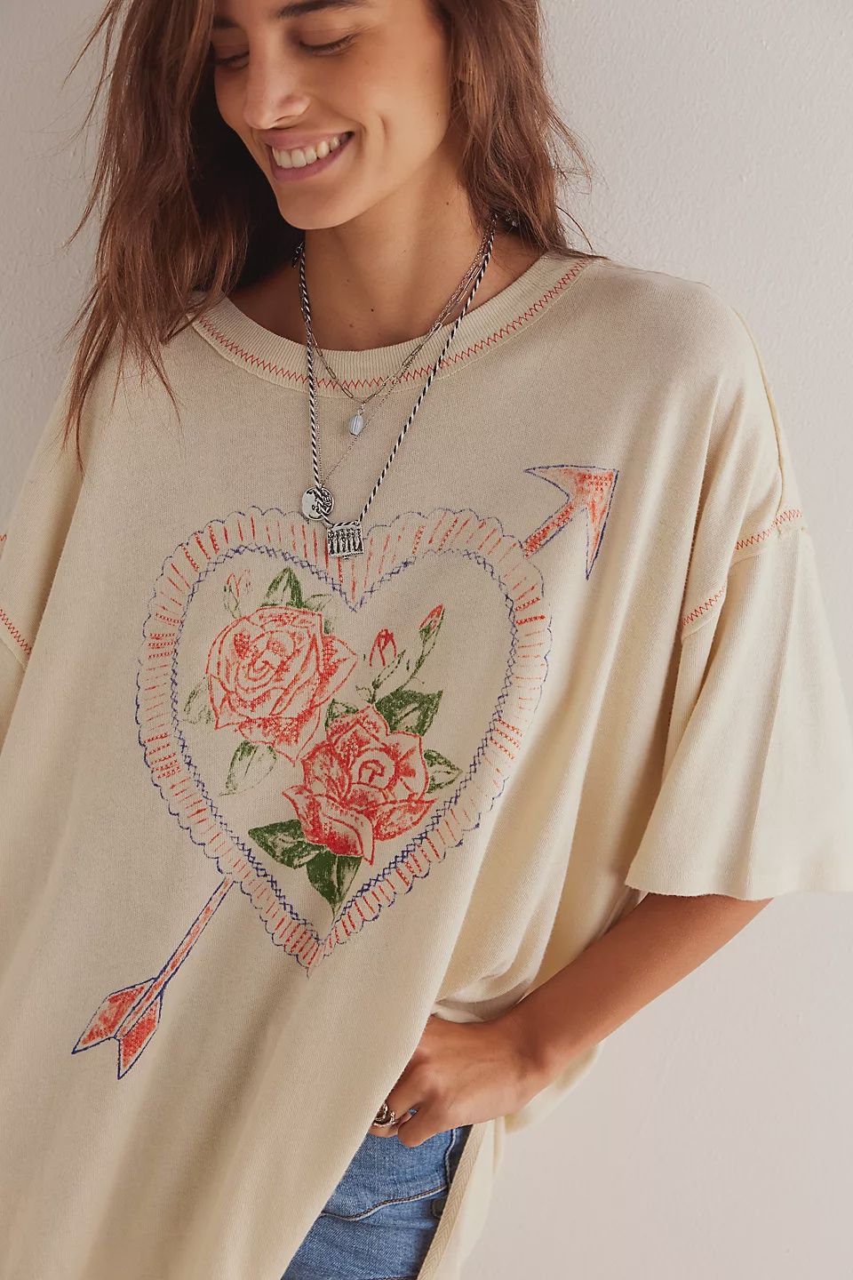 Free People / Love Rose Tee / Ivory Combo