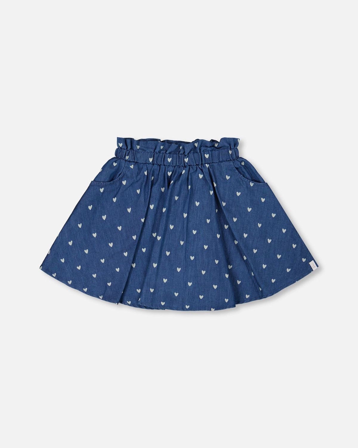 Deux Par Deux/Printed Heart On Chambray Skort