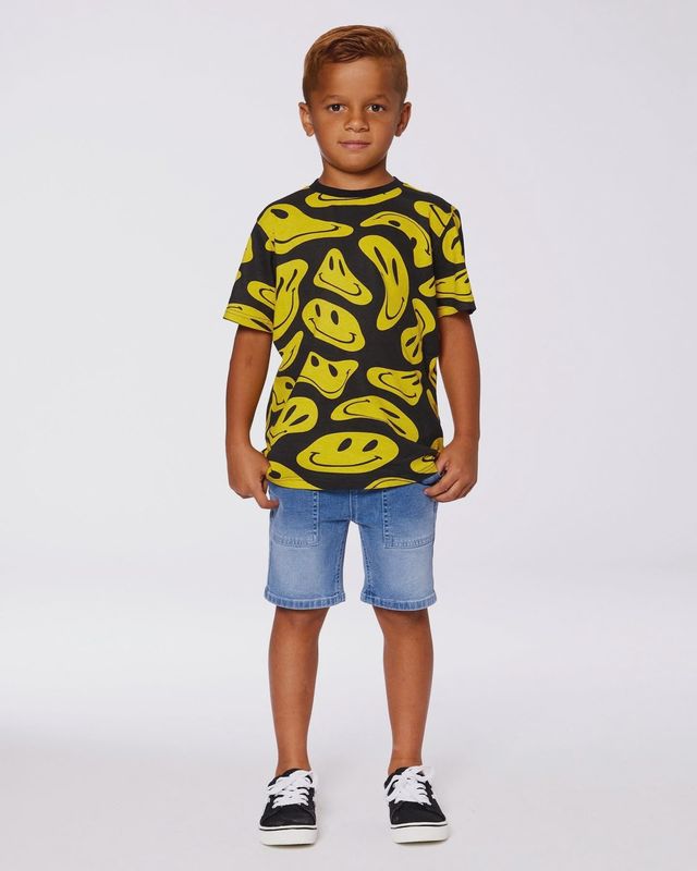 Deux Par Deux/Organic Jersey Tee/Printed Melty Smiley