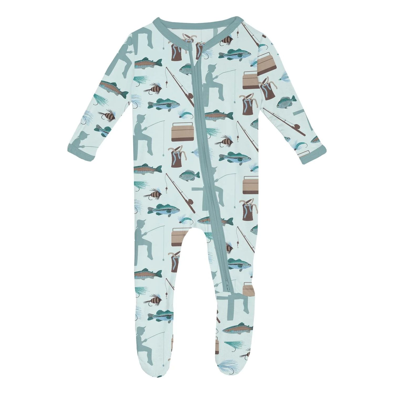 Kickee Pants/Print Footie with 2-Way Zipper/Fresh Air Fishing