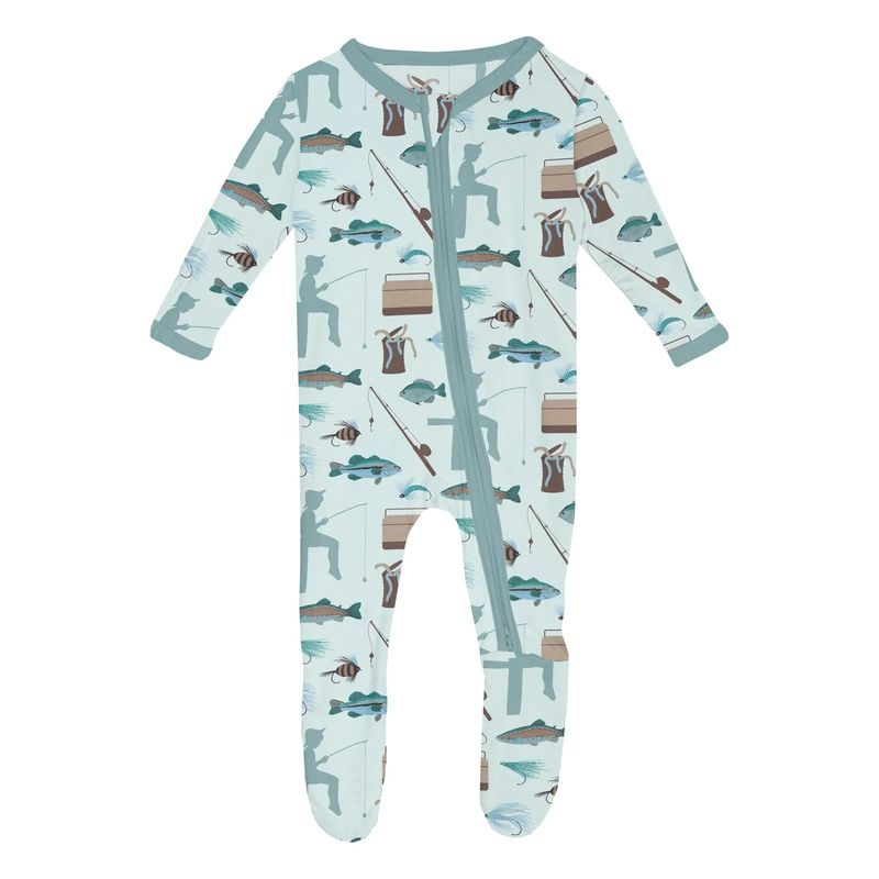Kickee Pants/Print Footie with 2-Way Zipper/Fresh Air Fishing