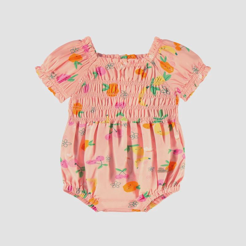 Souris Mini/Viscose Romper with Fruit/Pink