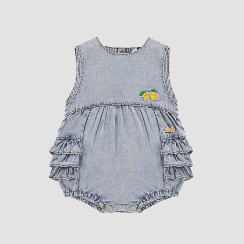 Souris Mini/Light Denim Romper with Lemon/Ruffles