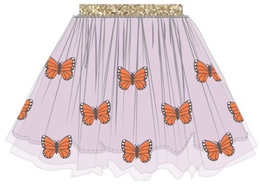 Monarch Butterflies And Milkweed Tutu Skirt, Size: 1-2Y, Colour: MULTI, Season: AD SPRING ‘25