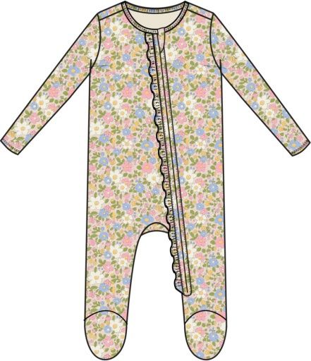 Bubbly Baby Calico Ruffle Front Zipper Footie, Size: NB, Colour: MULTI, Season: AD SPRING ‘25