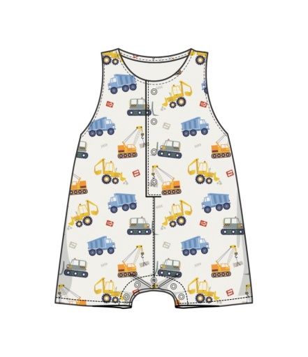 Cool Construction Sleeveless Shortie Romper, Size: 3-6M, Colour: MULTI, Season: AD SPRING ‘25