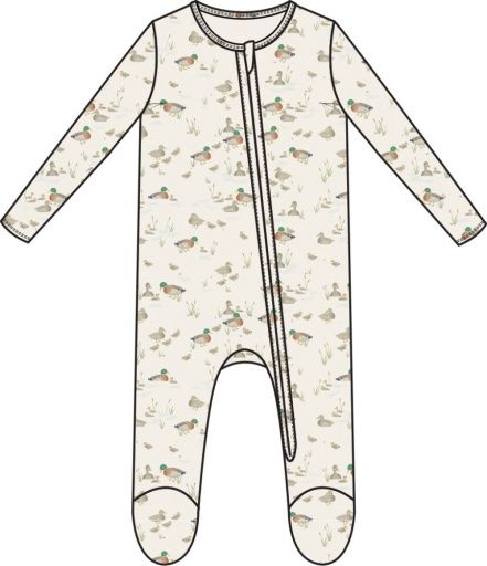 Duckling Families 2 Way Zipper Footie, Size: NB, Colour: BEIGE, Season: AD SPRING ‘25