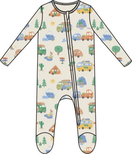 Friendly Campers 2 Way Zipper Footie, Size: NB, Colour: MULTI, Season: AD SPRING ‘25