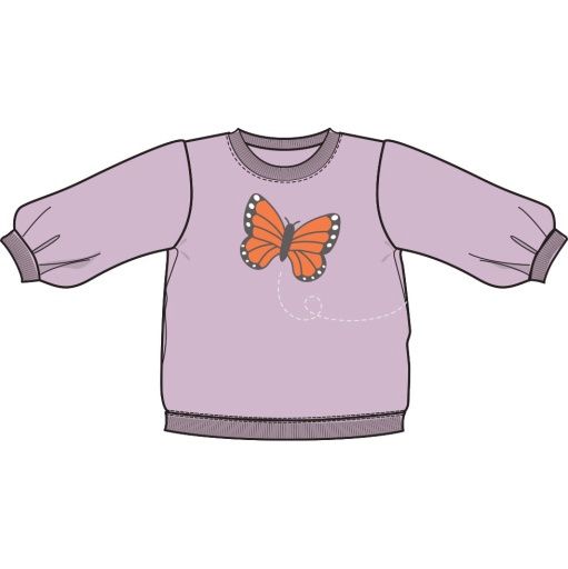 Monarch Butterflies And Milkweed Oversize Sweatshirt W/ Applique, Colour: MULTI, Season: AD SPRING ‘25, Size: 18-24M