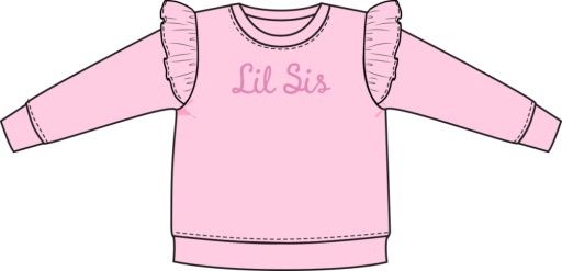Sibling Lil Sis Ruffle Sweatshirt, Size: 3-6M, Colour: PINK, Season: AD SPRING &#39;25