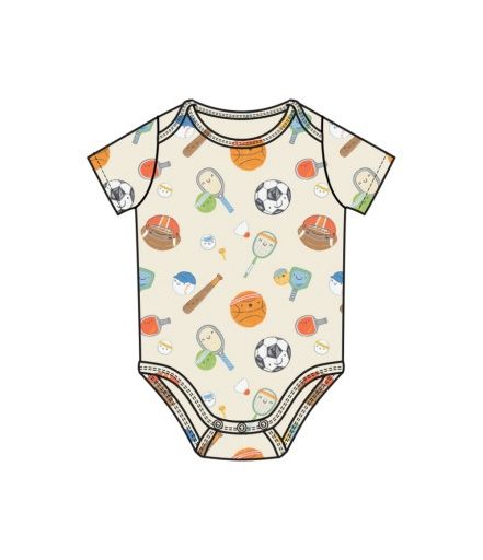 Sports Ball Friends S/S Bodysuit, Size: 0-3M, Colour: MULTI, Season: AD SPRING &#39;25