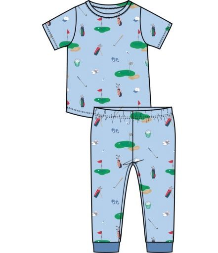 Golf Things Blue S/S Loungewear Set, Size: 2T, Colour: BLUE, Season: AD SPRING &#39;25
