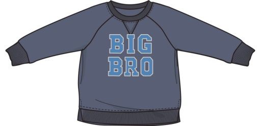 Sibling Big Bro Sweatshirt, Size: 2T, Colour: BLUE, Season: AD SPRING &#39;25