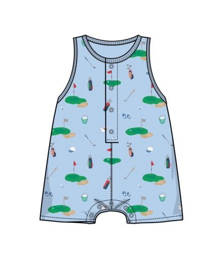 Golf Things Blue Sleeveless Shortie Romper, Size: 3-6M, Colour: BLUE, Season: AD SPRING &#39;25