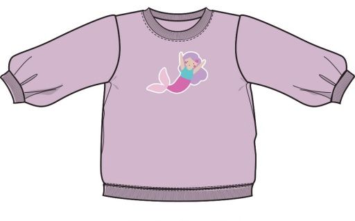 Mermaid Puffy Oversized Sweatshirt W/ Applique, Size: 18-24M, Colour: LAVENDER, Season: AD SPRING &#39;25