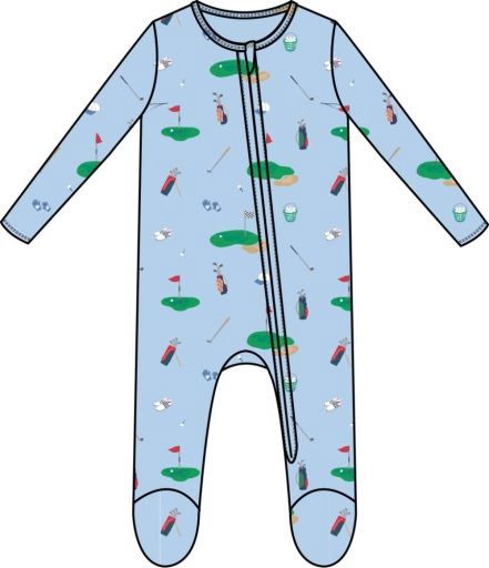 Golf Things Blue 2 Way Zipper Footie, Size: NB, Colour: BLUE, Season: AD SPRING &#39;25