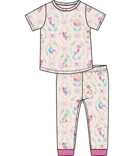 Mermaids S/S Loungewear Set, Colour: PINK, Season: AD SPRING '25, Size: 2T