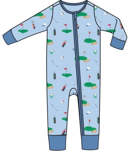 Golf Things Blue 2 Way Zipper Romper, Size: 6-12M, Colour: BLUE, Season: AD SPRING &#39;25