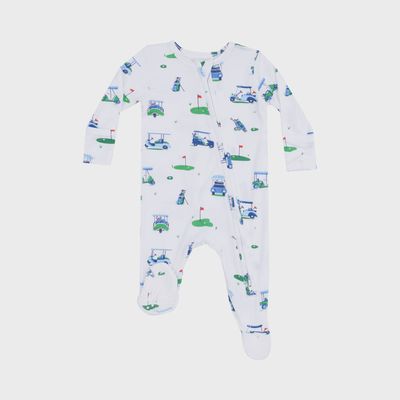 Vintage Golf Carts Blue 2 Way Zipper Footie