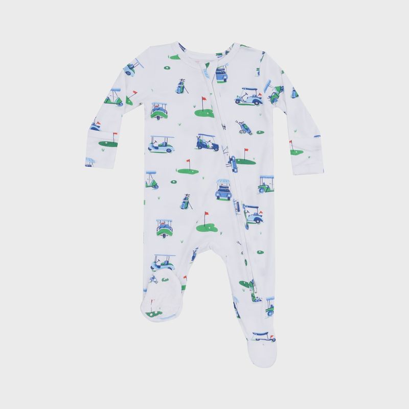 Vintage Golf Carts Blue 2 Way Zipper Footie