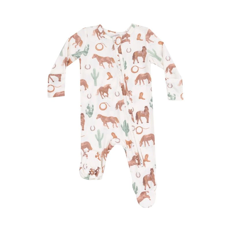 Western Horses Uni 2 Way Zipper Footie