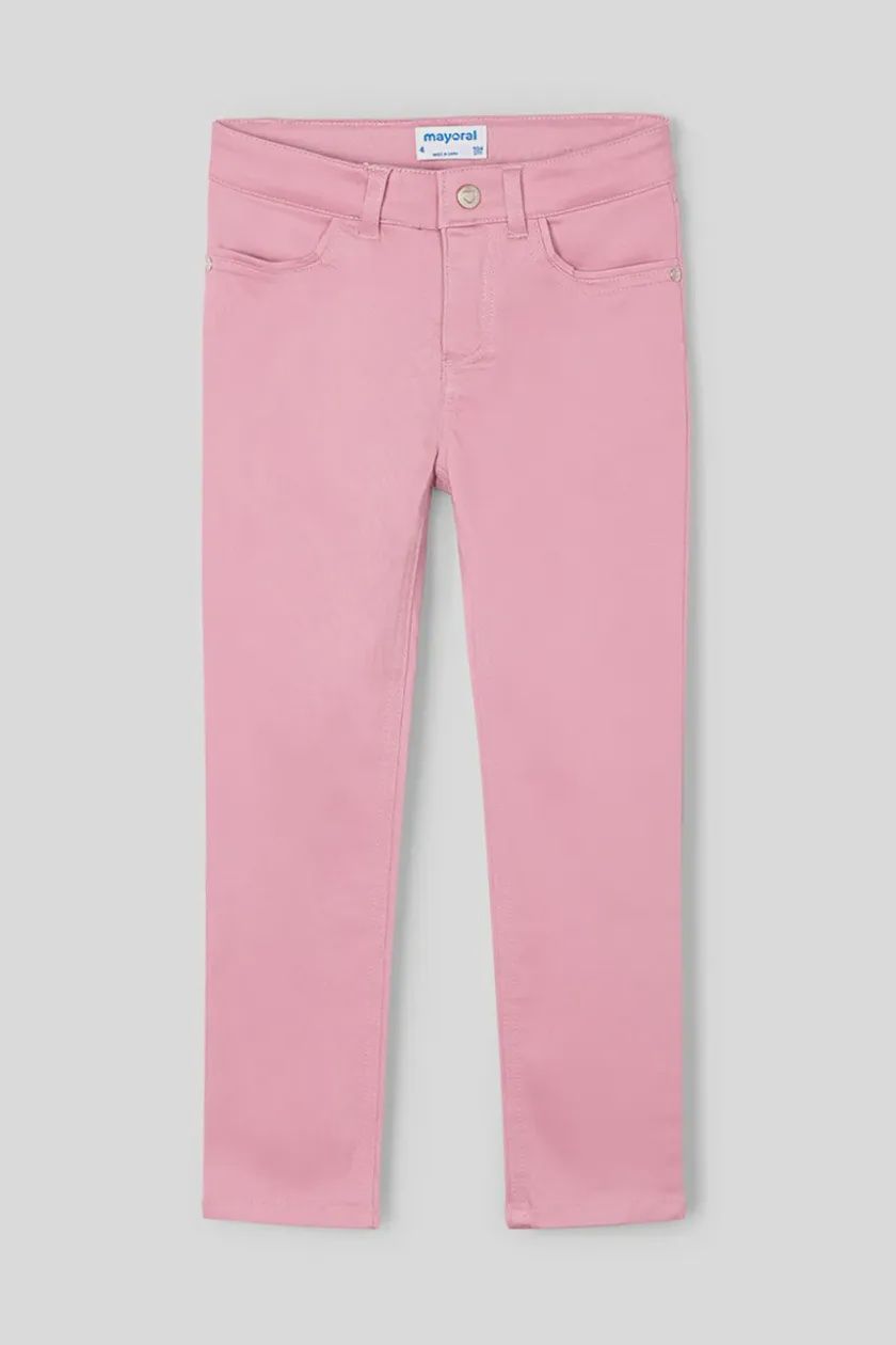 Mayoral 3553 Girls Skinny Fit Fabric Trousers, Colour: Rose, Size: 2