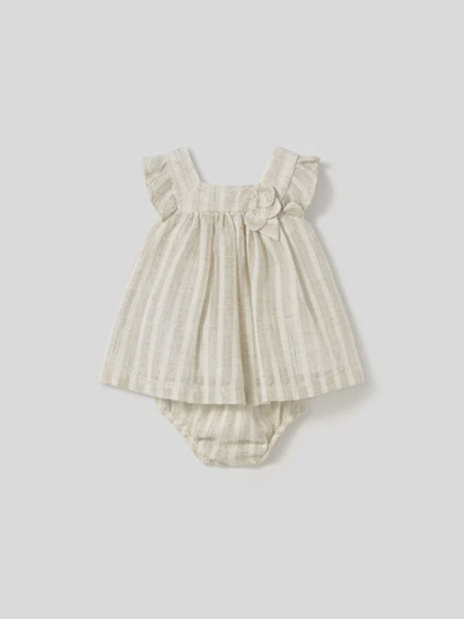 Mayoral 1858 Newborn Striped Linen Dress, Colour: Linen, Size: 0-1M
