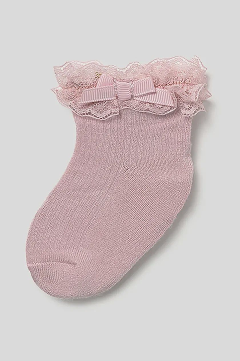 Mayoral 9868 Infant Lace Trim Dressy Socks, Colour: Rose, Size: 0M