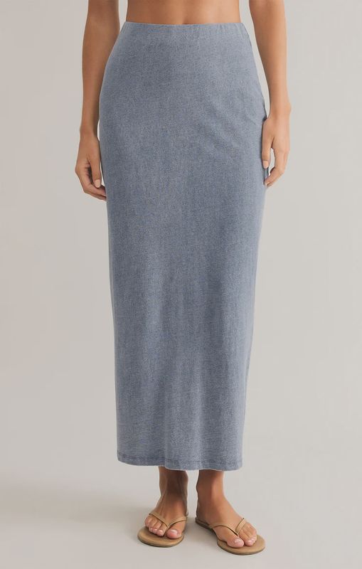 ZSupply/Gail Jersey Denim Midi Skirt/Medium Indigo