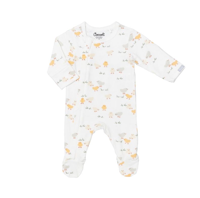 Coccoli Infant Neutral Cotton-modal Zipper Footie PZM5831-141
