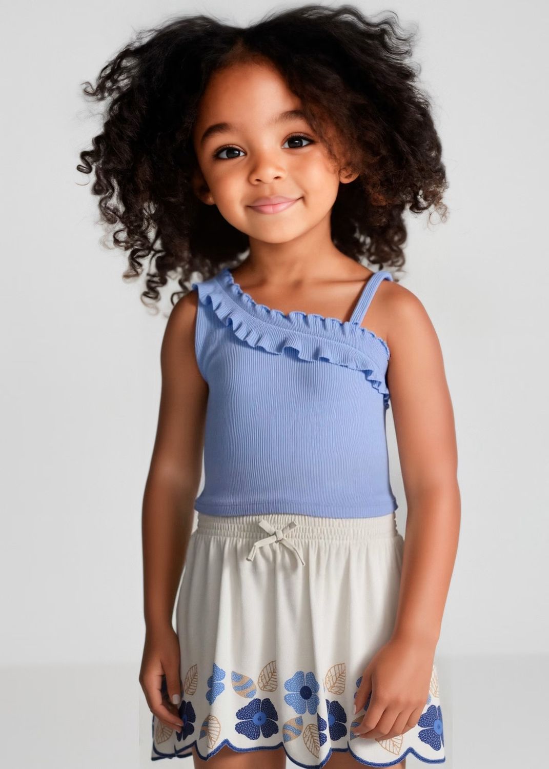 Mayoral 3018 Girls Asymmetrical Ruffle Tank