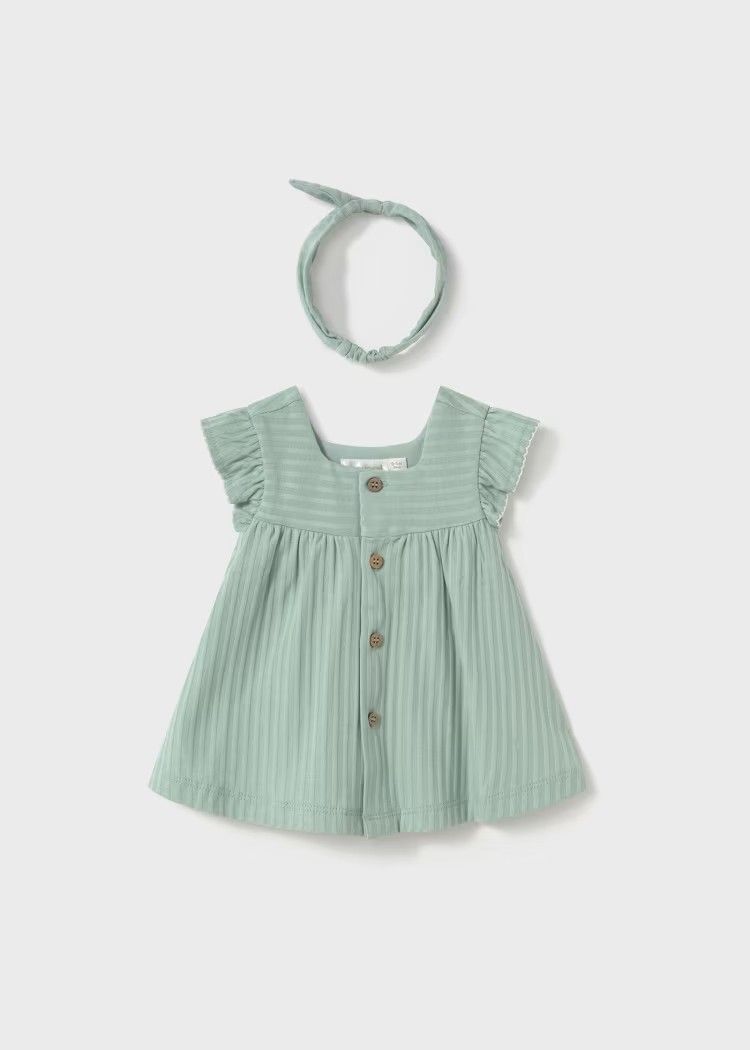 Mayoral 1866 Newborn Dress &amp; Headband 2pc Set